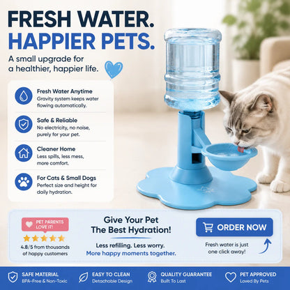 🐾 Automatic Pet Water Dispenser – Gravity Self Refilling Cat & Dog Water Bowl