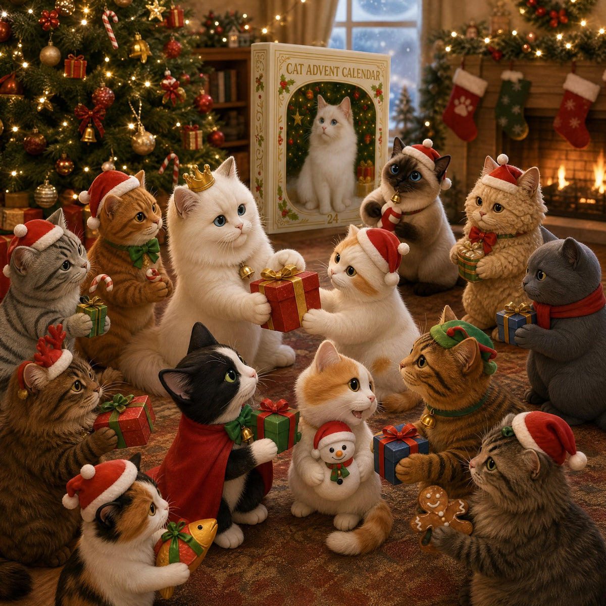 ⏰BUY 2 GET FREE SHIPPING⏰2026 Cat Advent Calendar Gift for Adults Friends Cat Owners and Lovers Christmas Holiday Countdown Gift 24 Designs Cats Charm Christmas Tree Ornament