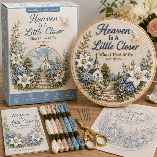 ⏳ Last Day 49% OFF –🕊️Beginner-Friendly Memorial Needlework Kit | Complete DIY Set with Pre-Printed Fabric, Wooden Hoop, Floss, Needles & Step-by-Step Guide Included ✨