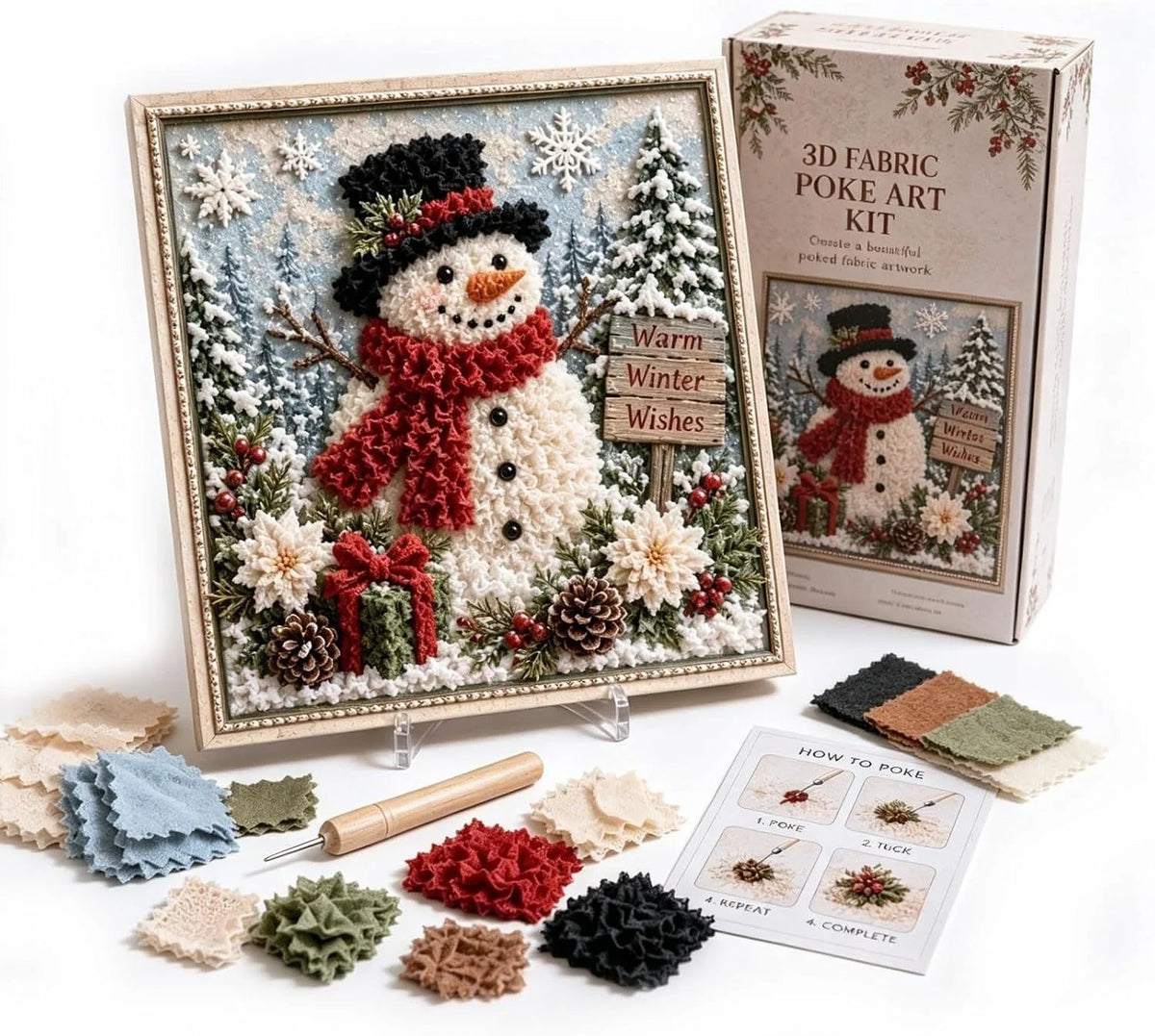 🔥HOT SALE 49% OFF 💥🎄 3D Christmas Fabric Poke Art DIY Craft Kit