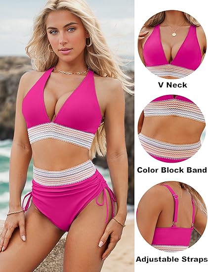 ⏳Last Day Promotion 49% OFF⛱️2026 High Waisted Tummy Control Color Block Bikini Sets