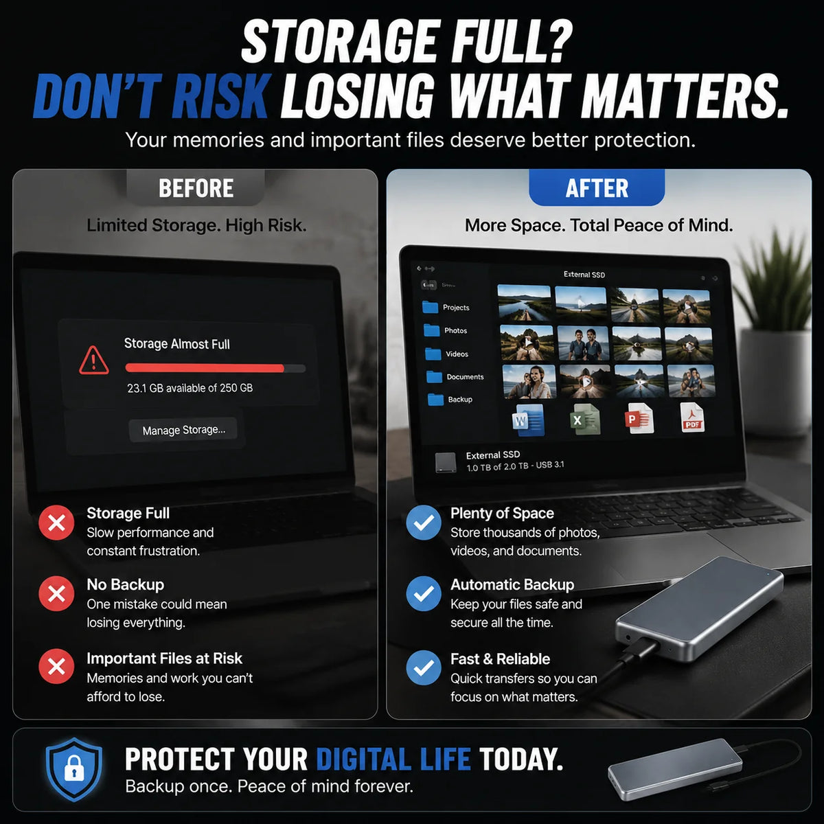🔥Portable External SSD – Protect Your Photos, Videos & Important Files