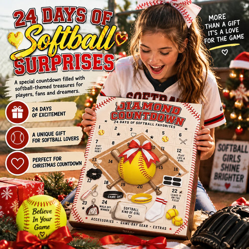 🥎 Softball Advent Calendar – 24-Day Christmas Countdown Gift for Girls, Players & Teammates