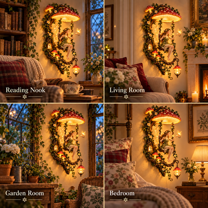 🧚 Fairyglow™ – Lighted Woodland Fairy Mushroom Swing Wall Art