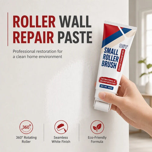 🔥PROMO 49%! Waterproof wall repair paste 🧱 With built-in roller, easy repair without extra tools ✨🖌️