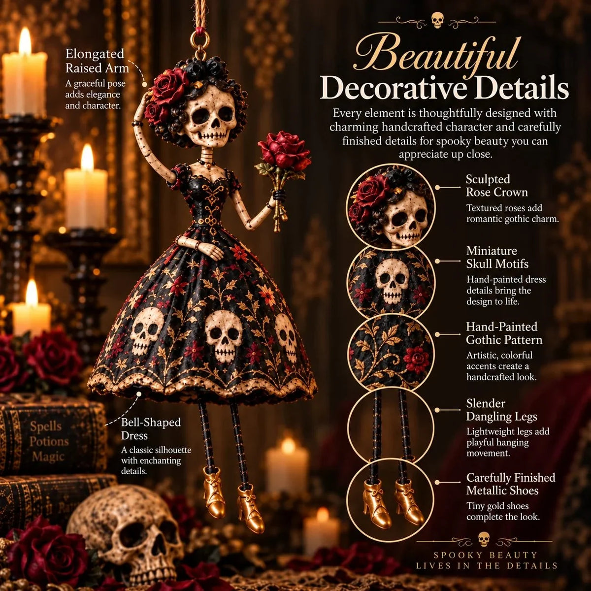 🎃 Midnight Ladies – Gothic Halloween Hanging Decor, Dark Spooky Wall Ornament