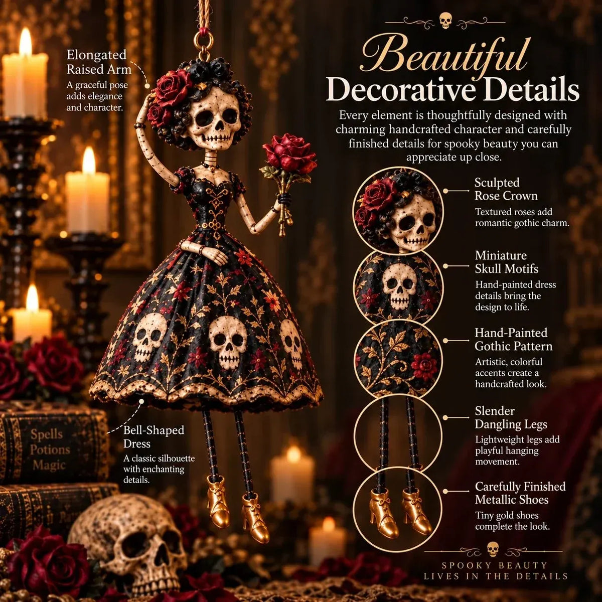 🖤 Midnight Ladies™ Gothic Halloween Hanging Decor | 3 Spooky Character Styles for Porches, Entryways & Indoor Displays 🎃