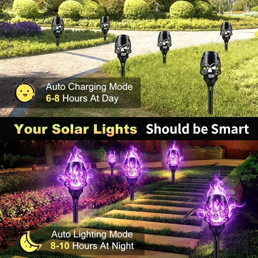 🔥Last Day 55% OFF🔥Halloween Solar Skull Flame Lights💀