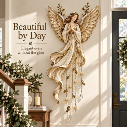 👼Guardian Angel Starfall Cascade™ – Lighted Faith & Blessing Christmas Wall Decor✨