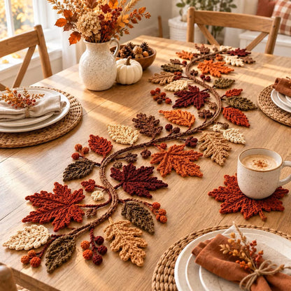 🍂 Autumn Leaf Table Runner | Fall Thanksgiving Dining Table Centerpiece Decor 🦃