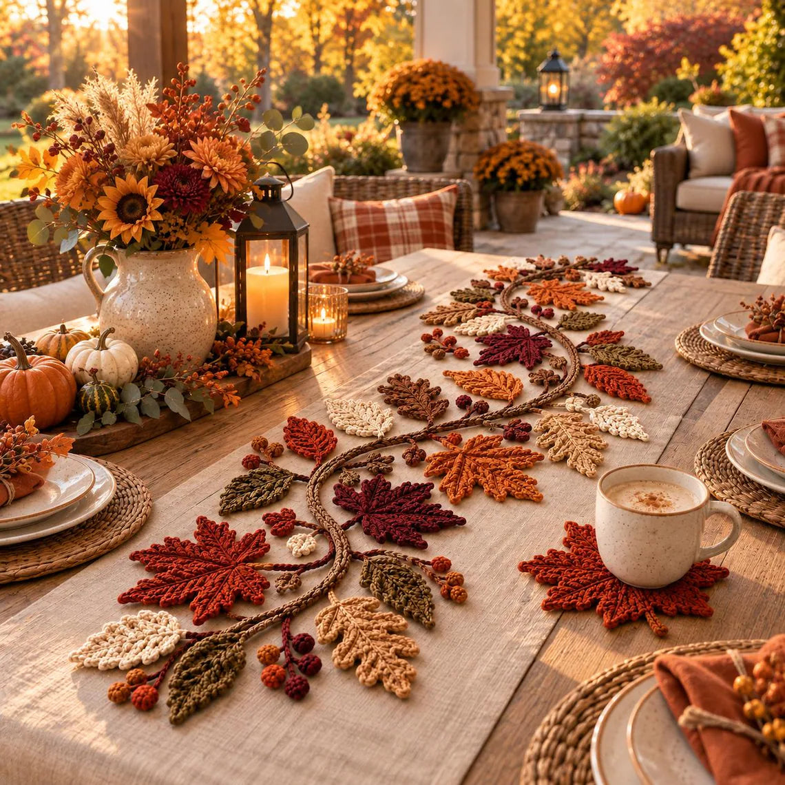 🍂 Autumn Leaf Table Runner | Fall Thanksgiving Dining Table Centerpiece Decor 🦃