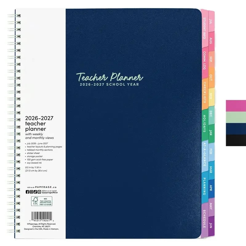 📕Your All-in-One 2026–2027 Teacher Planner ✨Weekly & Monthly Academic Planner & Calendar (from July 2026 to June 2027)
