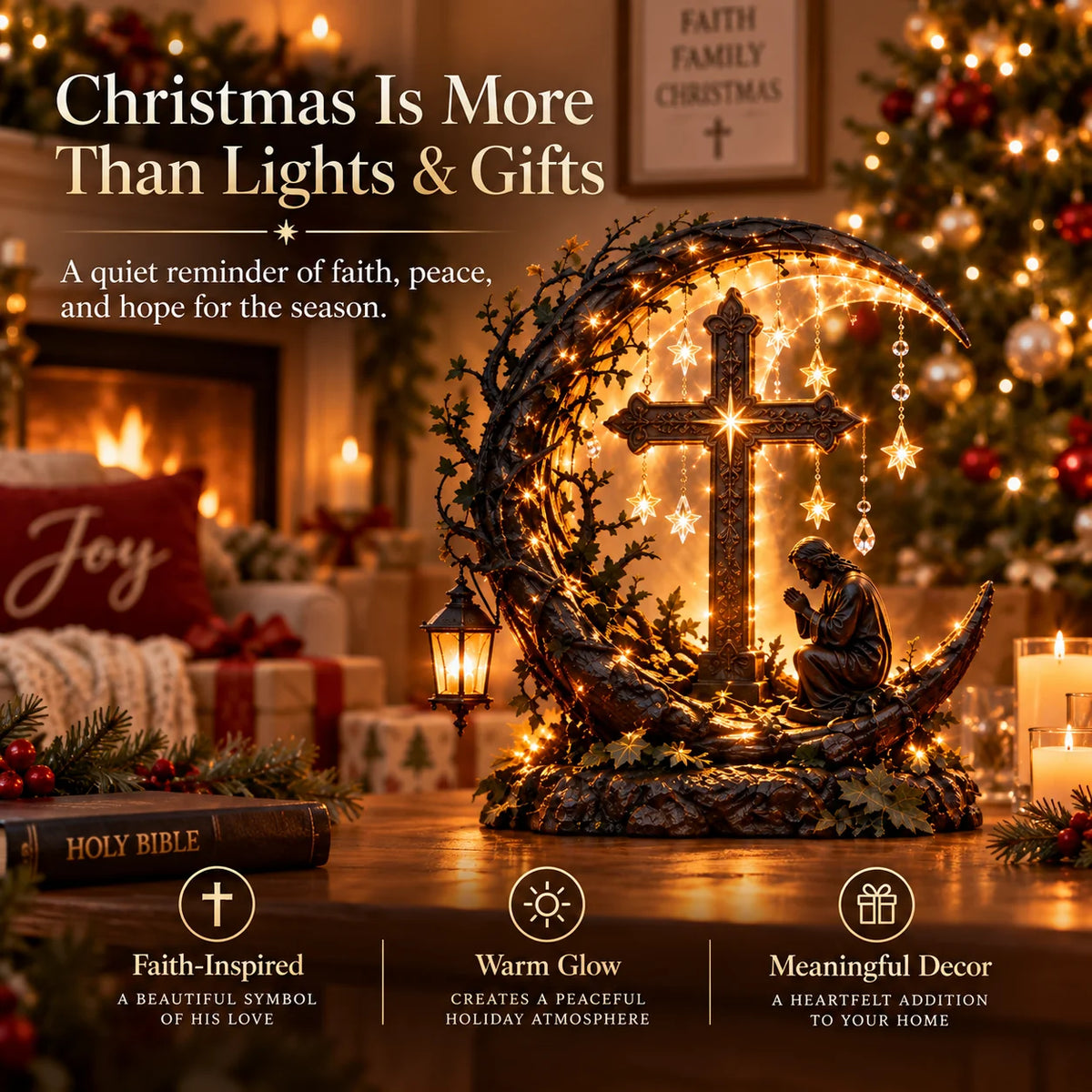 ✝️ Light Of Faith™ Illuminated Cross Prayer Tabletop Decor