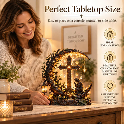 ✝️ Light Of Faith™ Illuminated Cross Prayer Tabletop Decor