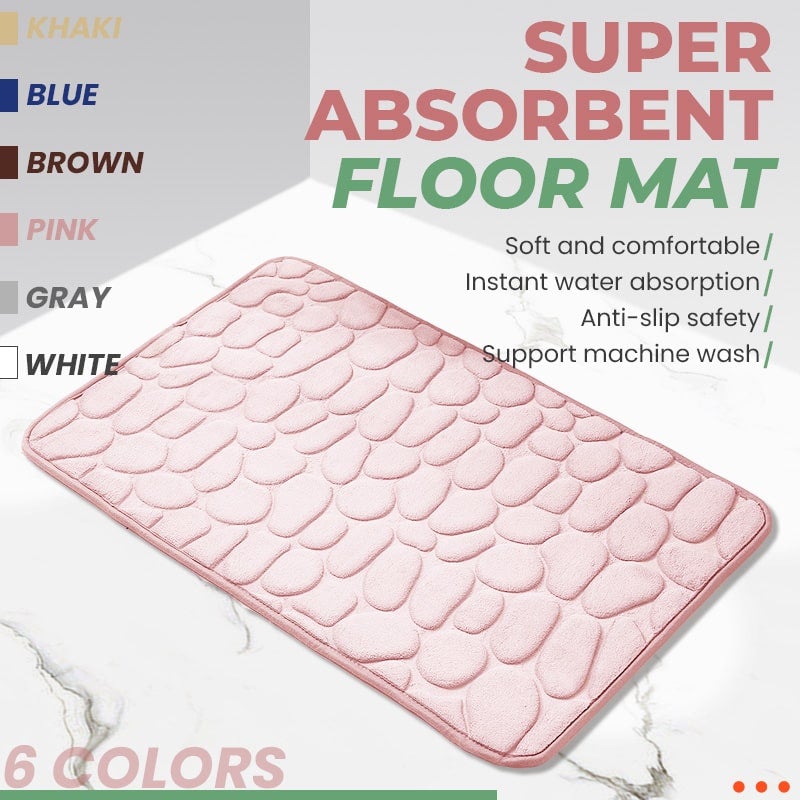 🛁 Memory Foam Pebble Bath Mat with a Non-Slip Backing