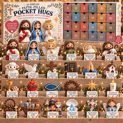 ⏳ Last Day 49% OFF – ✝️ 24 Days of Faith-Filled Pocket Hugs™ Advent Calendar | 24 Unique Hand-Painted Christian Keepsakes with Matching Encouragement Cards & No Repeated Designs 🎁