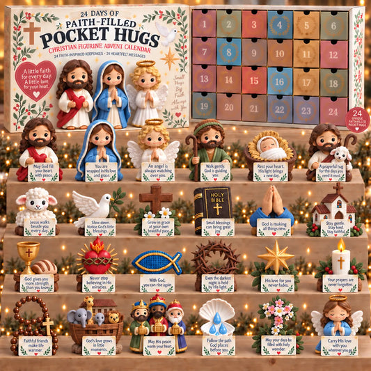 ⏳ Last Day 49% OFF – ✝️ 24 Days of Faith-Filled Pocket Hugs™ Advent Calendar | 24 Unique Hand-Painted Christian Keepsakes with Matching Encouragement Cards & No Repeated Designs 🎁