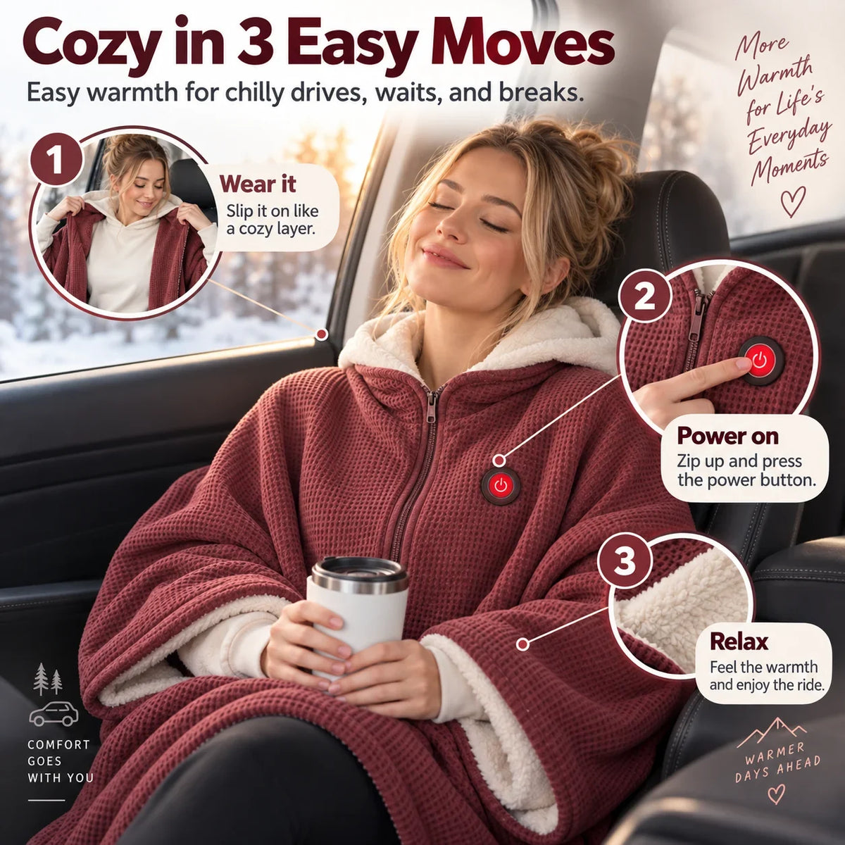 💥FLASH SALE: 49% OFF!USB Rechargeable Heated Shawl Blanket with 3-Level Temperature Control