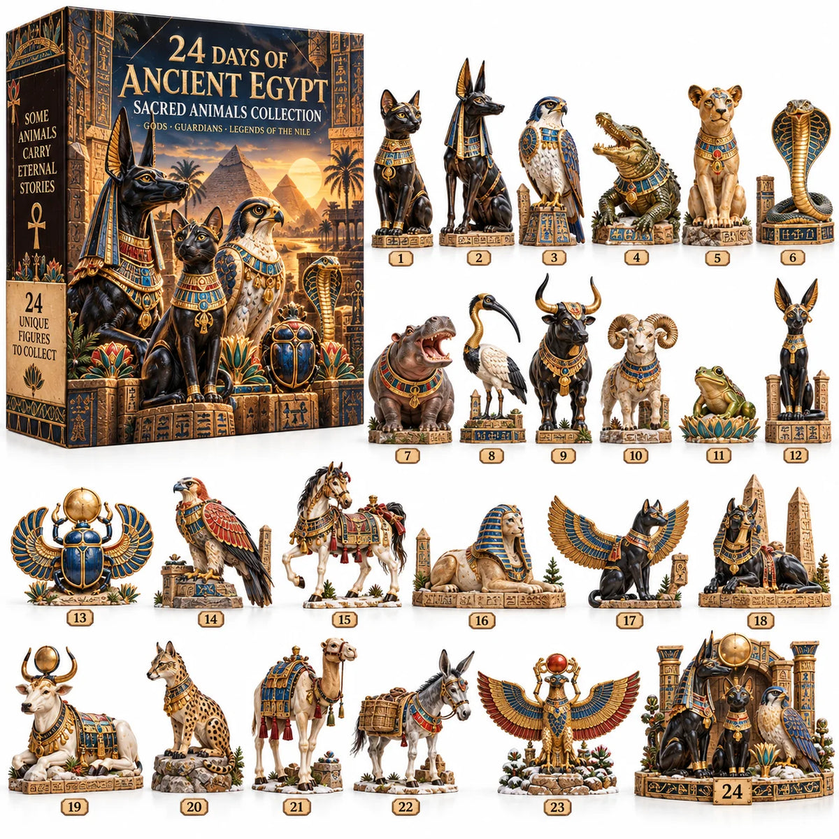 🐈‍⬛🏺24 Days of Ancient Egypt – Sacred Animals & Guardians Collection ✨