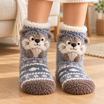 🦊🐦🦦🦉Cute 3D Animal Fuzzy Slipper Socks 🦊🐦🦦🦉