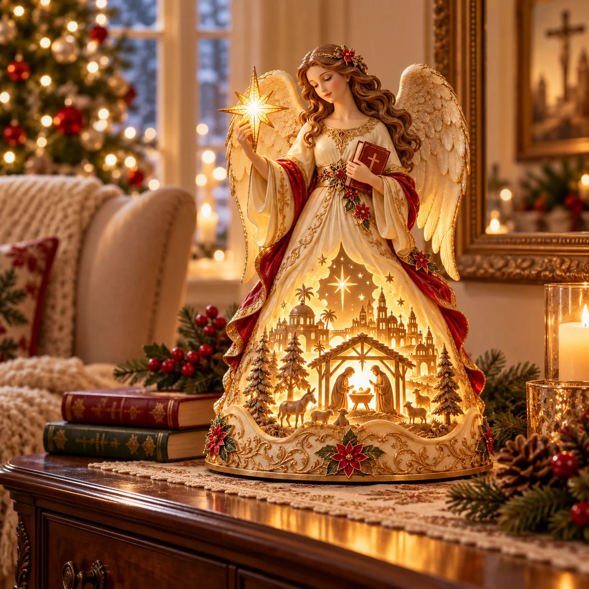 ✨ Angel of Bethlehem Glow™ – Lighted Nativity Christmas Table Decor