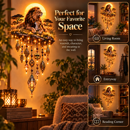 Majestic Savannah Family Glow – Lion & Cub Illuminated Wall Decor