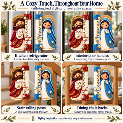 ⏳ Last Day 49% Off – ✝️ Jesus & Mary Plush Handle Huggers | Soft Faith-inspired Covers For Refrigerator Handles & Home Décor ❤️