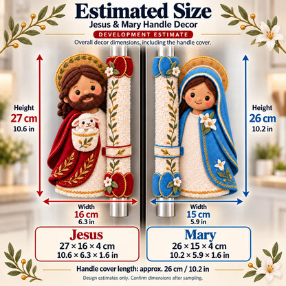 ⏳ Last Day 49% Off – ✝️ Jesus & Mary Plush Handle Huggers | Soft Faith-inspired Covers For Refrigerator Handles & Home Décor ❤️