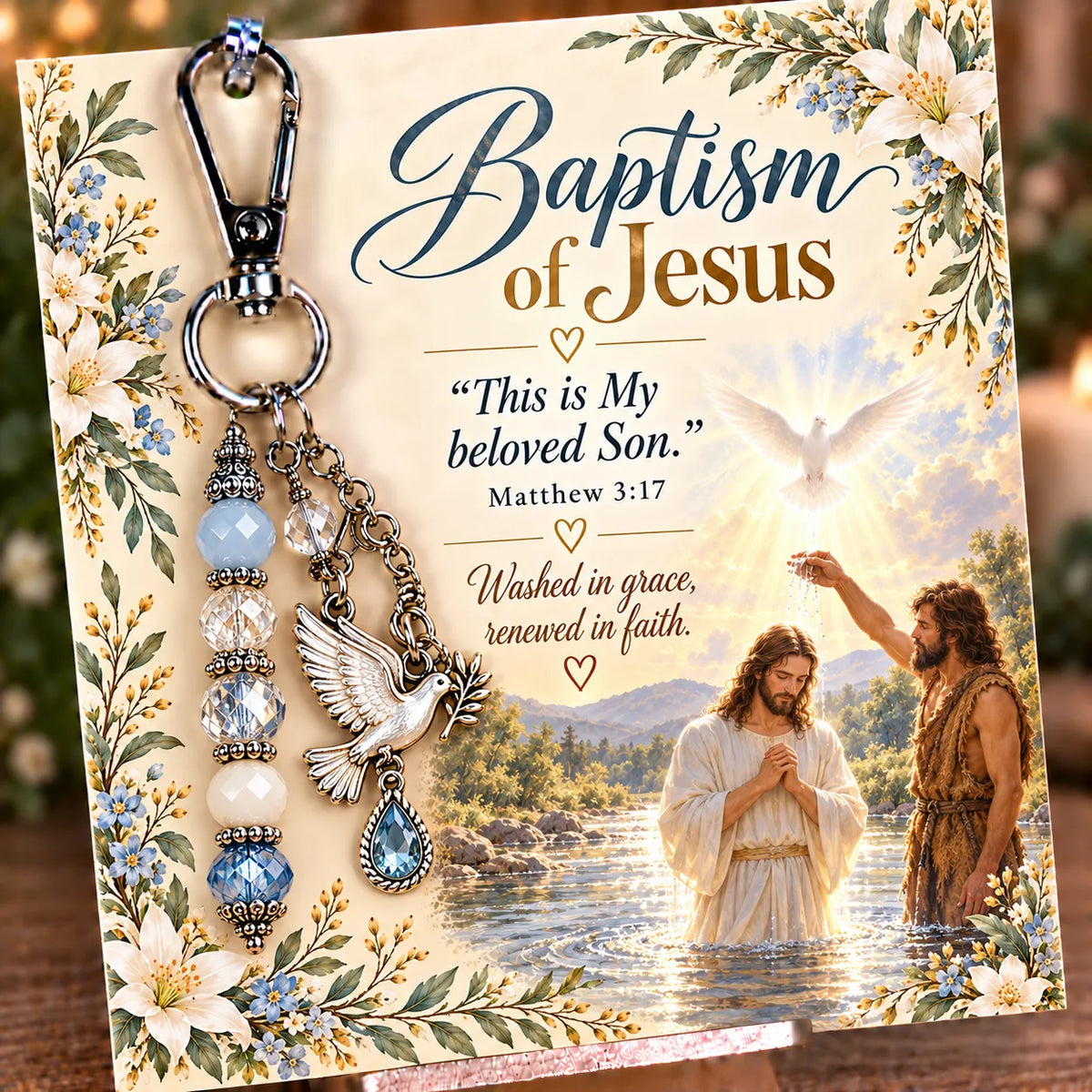 ✝️ Christian Scripture Keepsake Keychain | 23 Faith-Inspired Designs with Matching Devotional Card 🤍