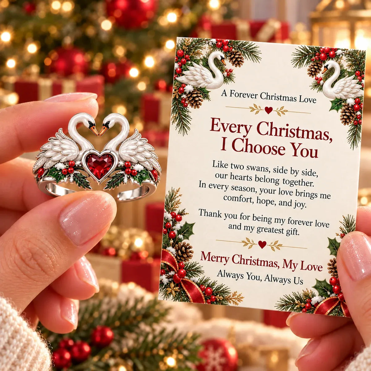 🎄two Cardinal Heart Christmas Ring | “every Christmas, I Choose You” ❤️