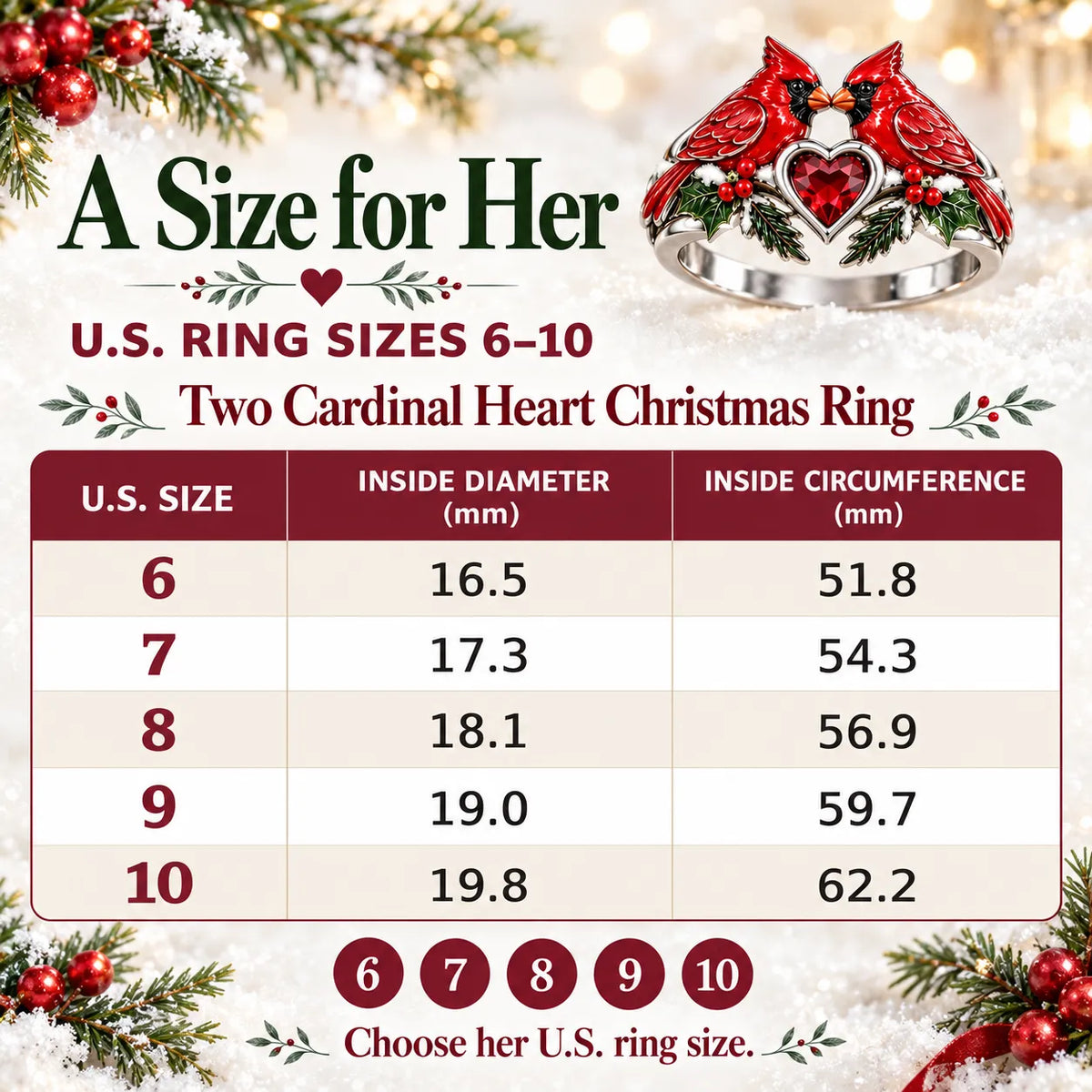 🎄two Cardinal Heart Christmas Ring | “every Christmas, I Choose You” ❤️