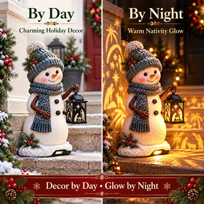🔥LAST DAY 49% OFF -⛄ Snowman Nativity Glow™ – Solar Christmas Step Light with Holy Family Projection 🎄
