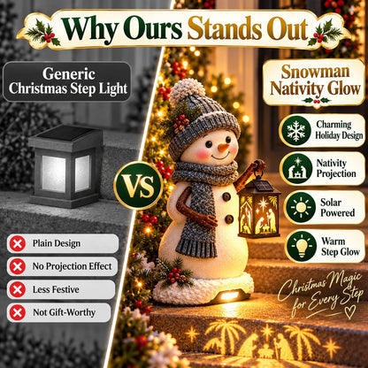 🔥LAST DAY 49% OFF -⛄ Snowman Nativity Glow™ – Solar Christmas Step Light with Holy Family Projection 🎄