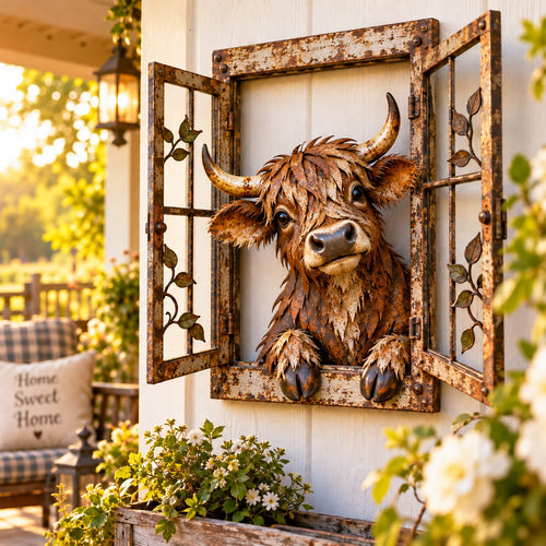 🪟 Rustic Peek-a-boo Animal Window - Handcrafted Iron Wall Art That Brings A Little Woodland Charm Home 🌿