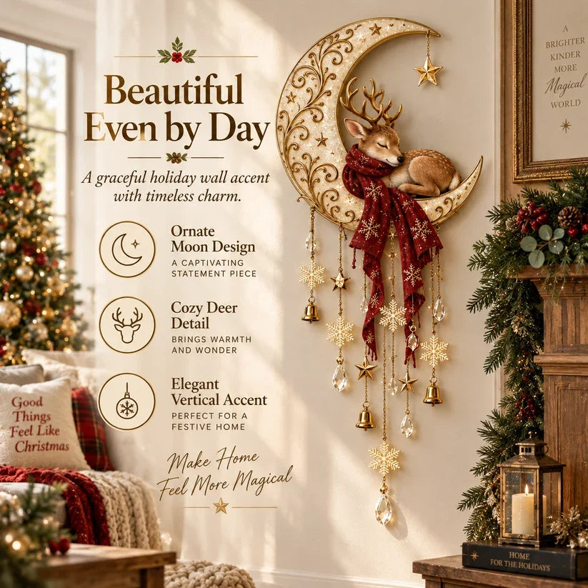 🔥LAST DAY 49% OFF -🦌🌙 Moonlit Deer Starfall Wall Light™ – Lighted Christmas Wall Decor
