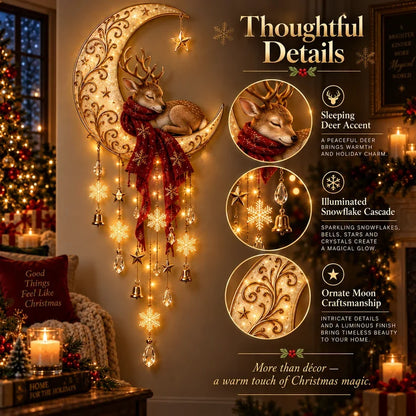 🔥LAST DAY 49% OFF -🦌🌙 Moonlit Deer Starfall Wall Light™ – Lighted Christmas Wall Decor