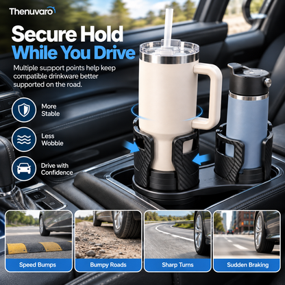 🚗 Expandable Car Cup Holder for Large Tumblers – Secure Fit for Oversized Bottles & Handled Mugs