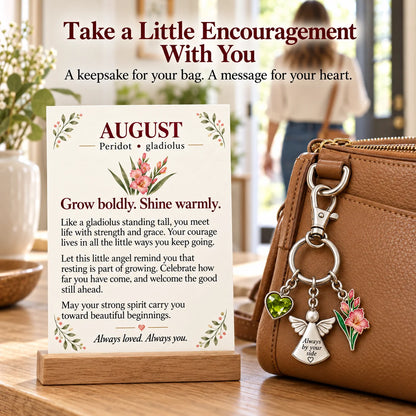 ⏳ Last Day 48% OFF —👼 Always By Your Side: Birth Month Angel & Flower Keychain + Keepsake Card