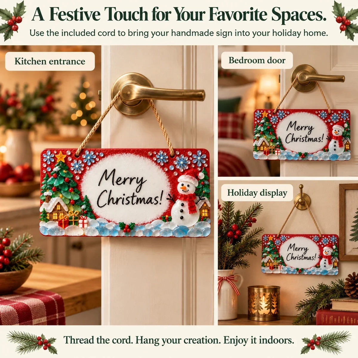 ⏳ Last Day 49% OFF – 🎄 Beginner-Friendly DIY Sea Glass Christmas Hanging Sign Kit | 8 Festive Designs with Handwritten Personalization ✍️