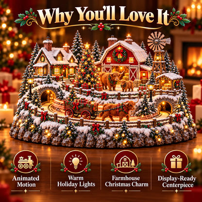🐮 Highland Cow Christmas Farm Village – Animated Holiday Scene🐮