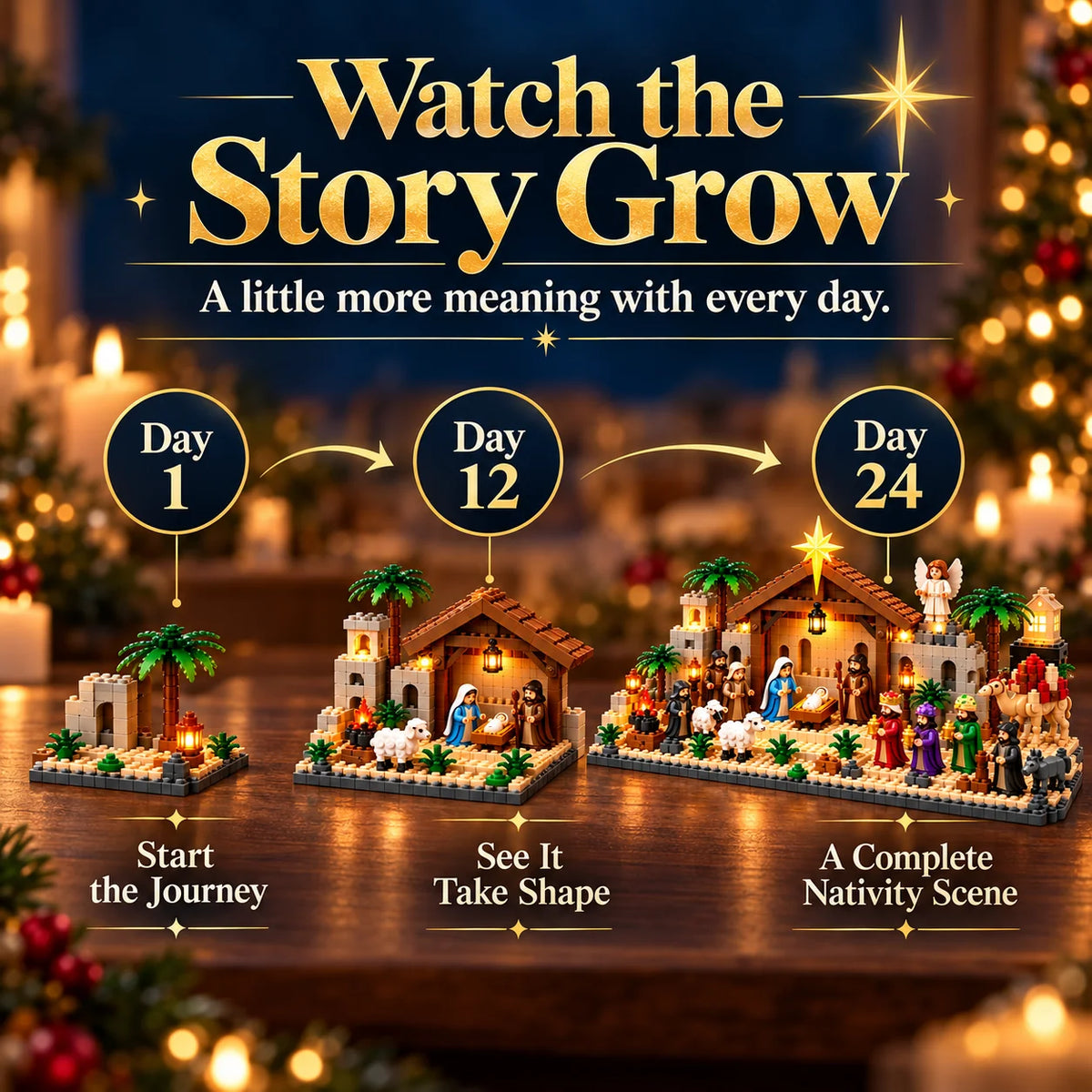 🔥Nativity Advent Calendar – 24-day Buildable Christmas Nativity Set
