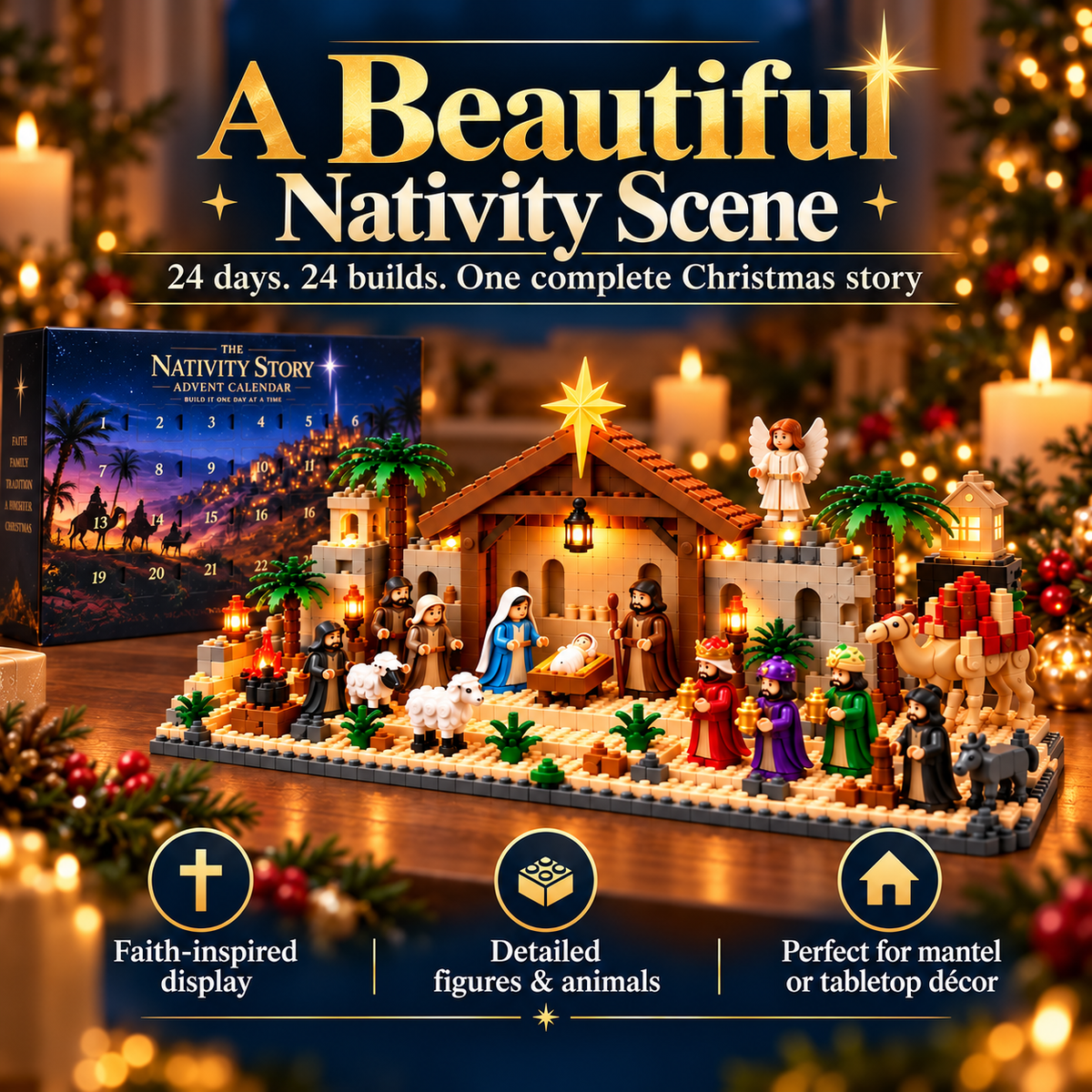 Nativity Advent Calendar – 24-day Buildable Christmas Nativity Set