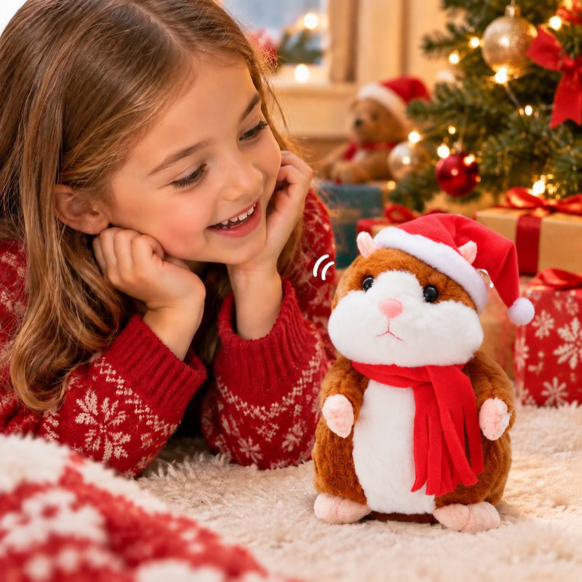 🐹 Last Day Special Price £16.99！✨Talking Hamster Plush – repeats whatever you say, auto head-shaking, hilarious fun for kids & adults.🎁