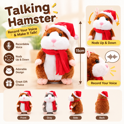 🐹 Last Day Special Price £16.99！✨Talking Hamster Plush – repeats whatever you say, auto head-shaking, hilarious fun for kids & adults.🎁