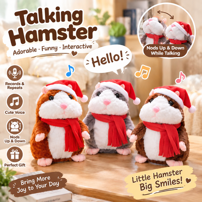 🐹 Last Day Special Price £16.99！✨Talking Hamster Plush – repeats whatever you say, auto head-shaking, hilarious fun for kids & adults.🎁