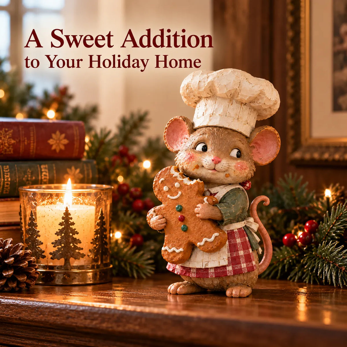 🍪 Gingerbread Mouse Baker — Whimsical Christmas Figurine🎁(📦Buy 2 Free Shipping)
