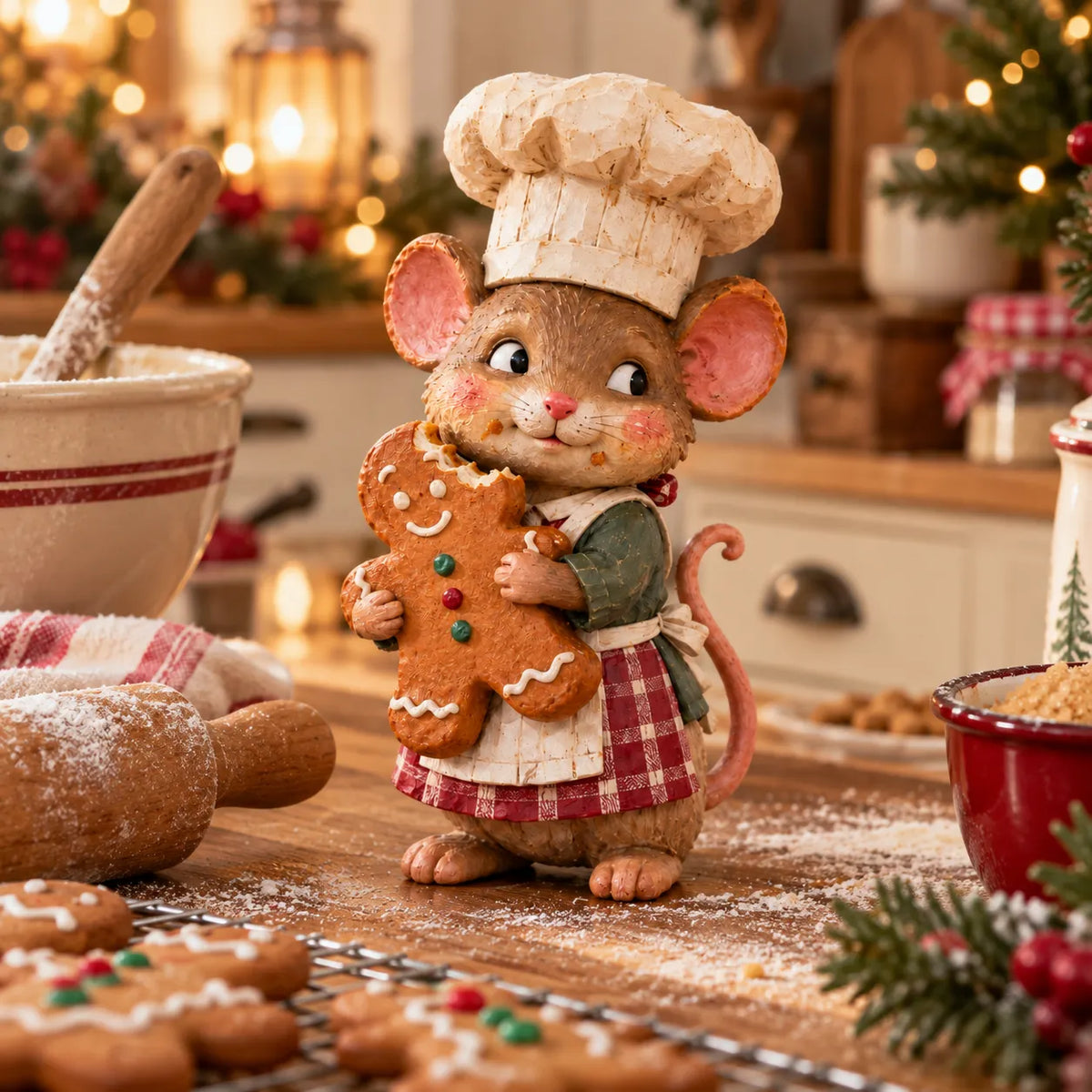 🍪 Gingerbread Mouse Baker — Whimsical Christmas Figurine🎁(📦Buy 2 Free Shipping)