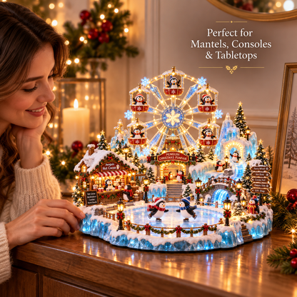 🎡 Penguin Christmas Funfair | Lighted Animated Christmas Village