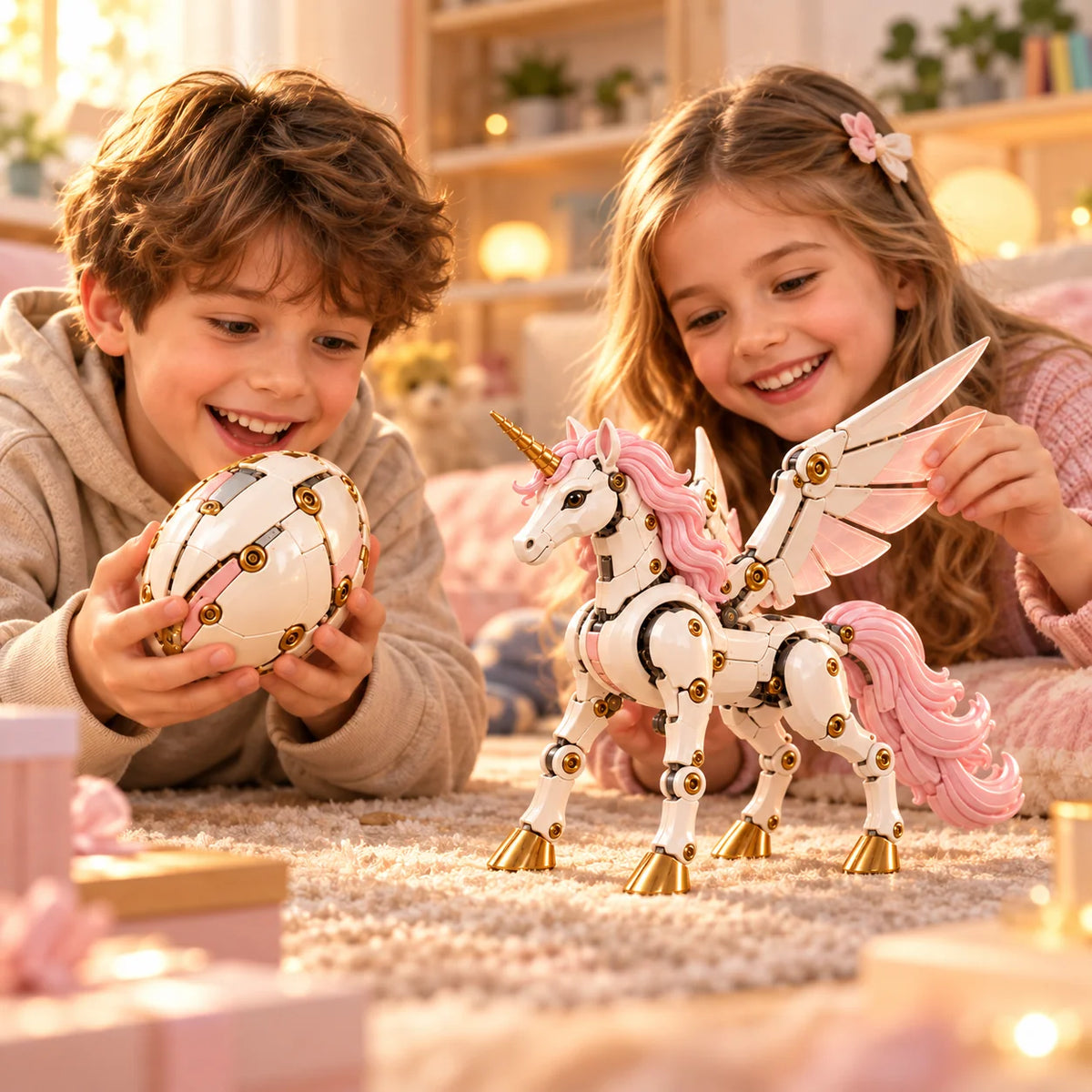 Last Day 49% OFF – 🦄 2-in-1 Transforming Mechanical Unicorn Egg – Winged Fantasy Figure
