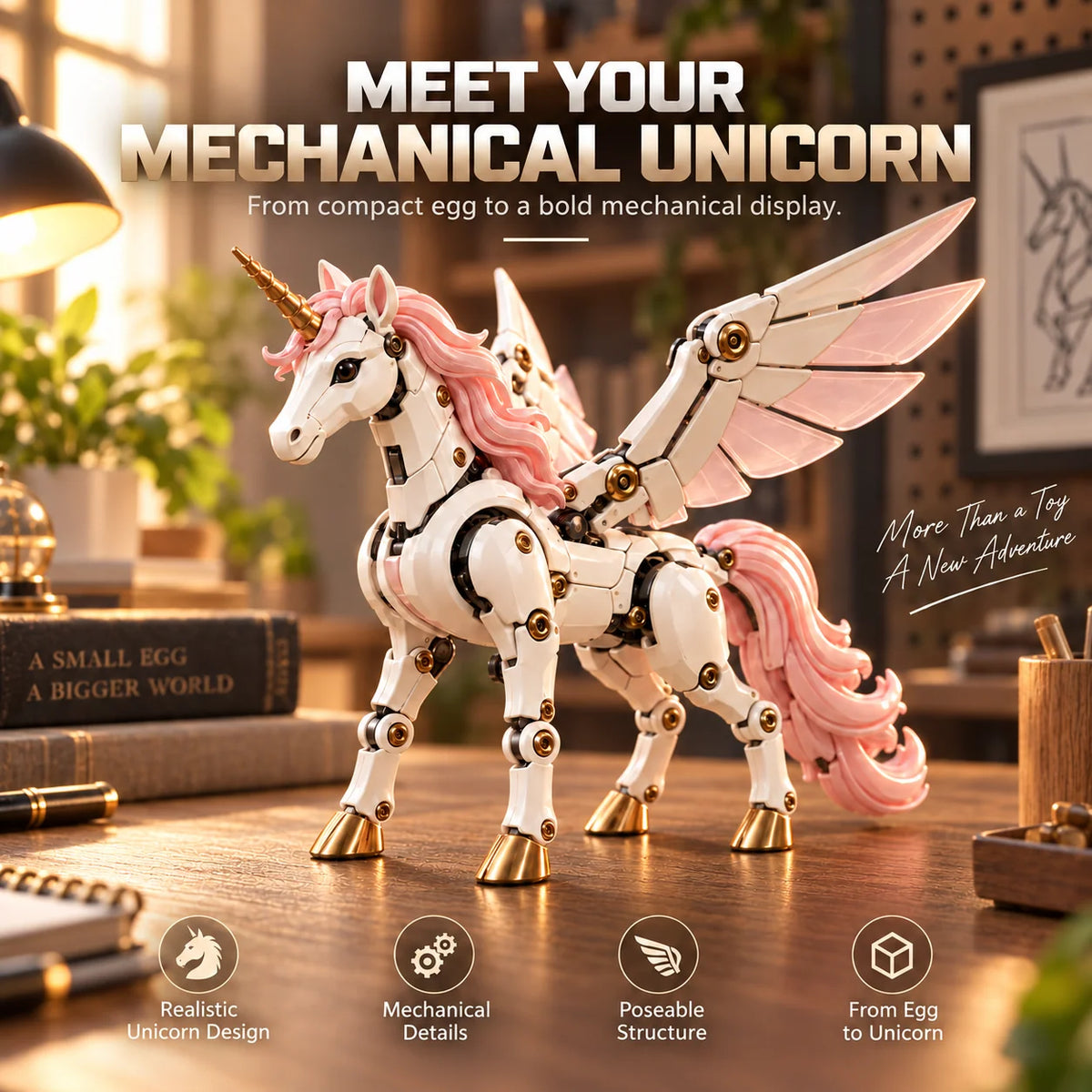 Last Day 49% OFF – 🦄 2-in-1 Transforming Mechanical Unicorn Egg – Winged Fantasy Figure